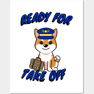 Cute Orange dog is a pilot Posters and Art